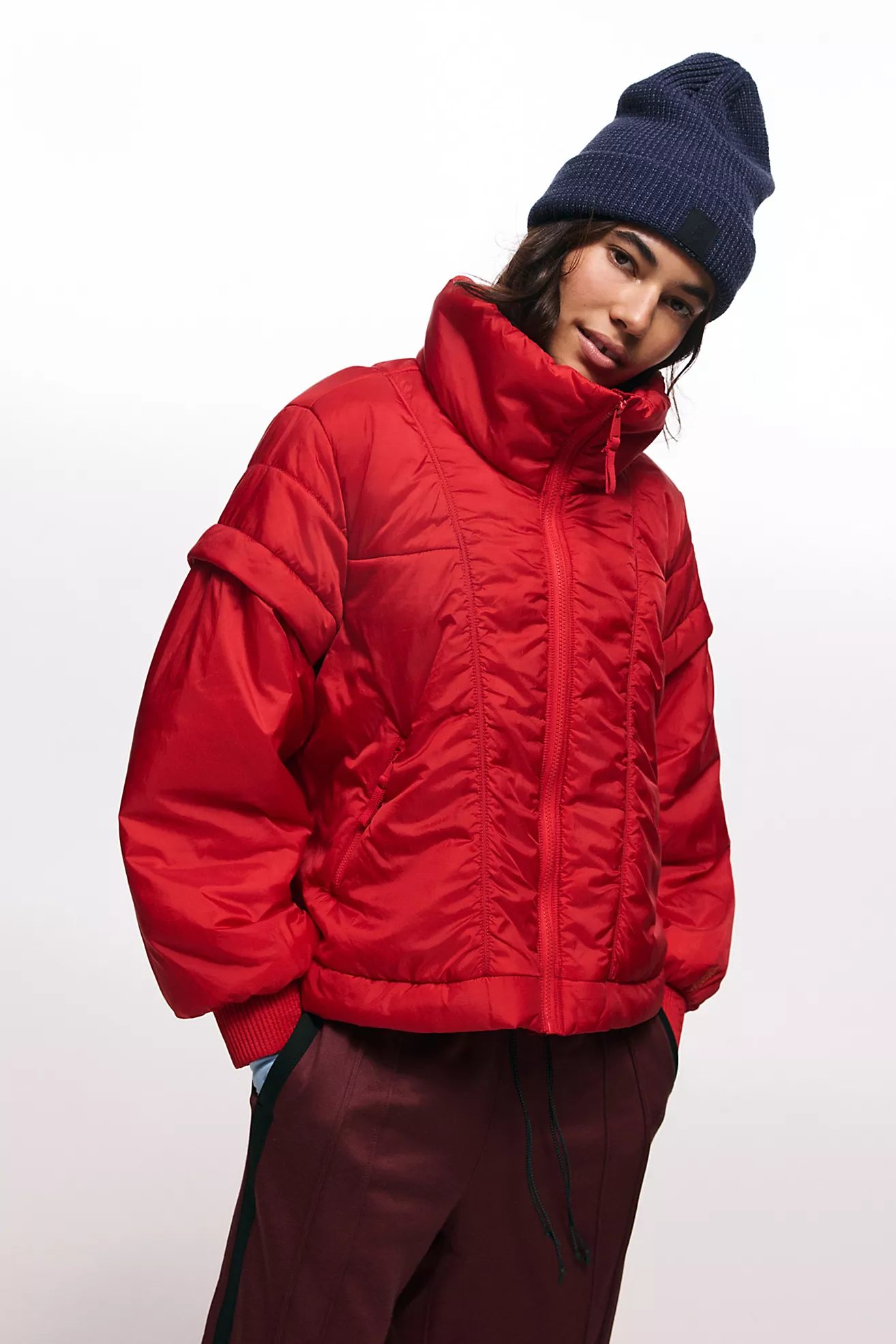 Free People Lets Race Fleece Lined Recycled Yarn Beanie- Black