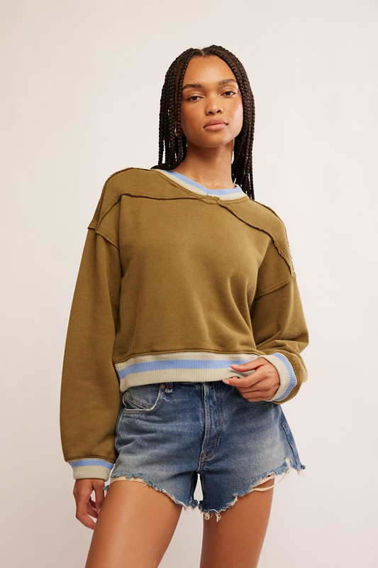 Free People Rio Sweatshirt- Seaweed Combo