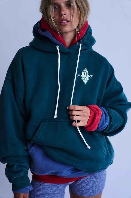 Free People Final Call Logo Hoodie- Evergreen