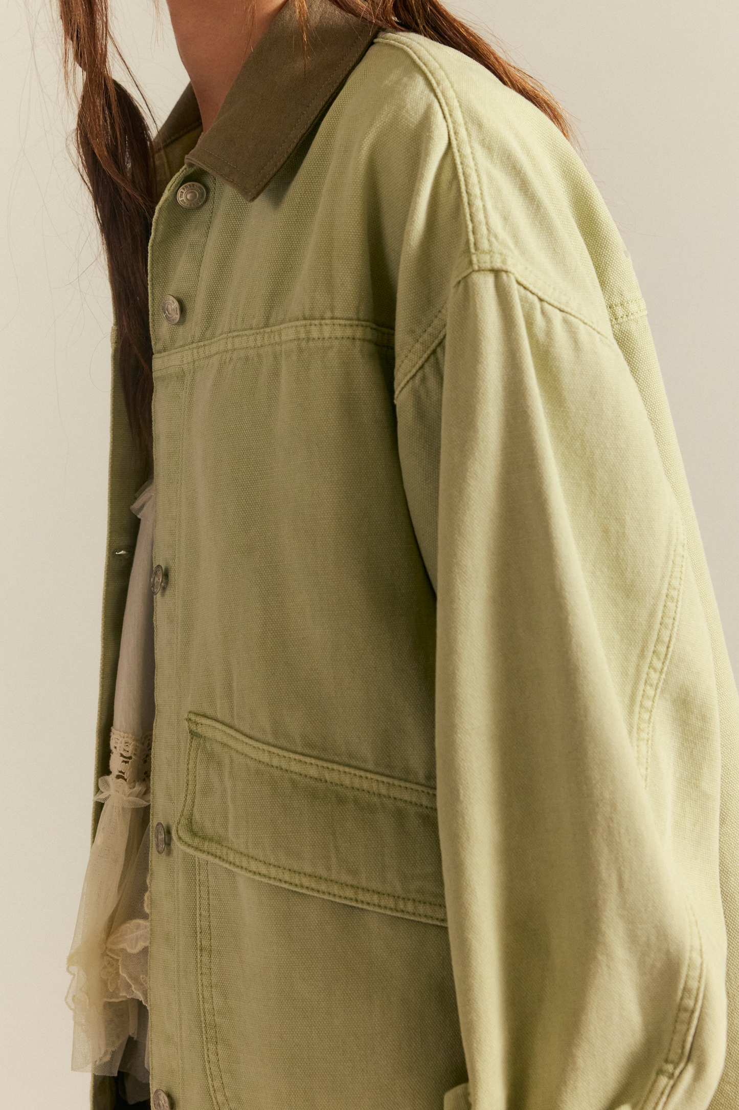 Free People Lemon Denim Jacket- Washed Sage