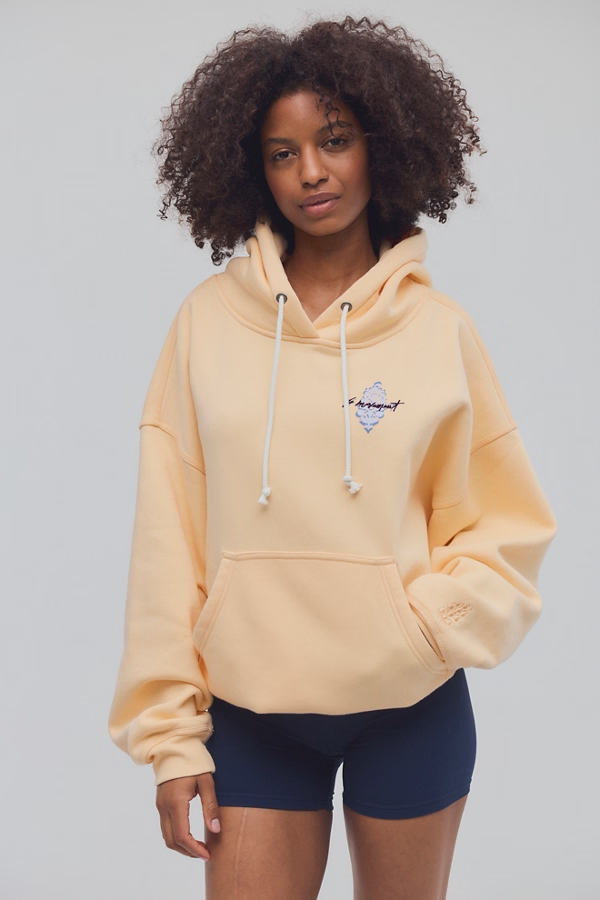 Free People Final Call Front Logo Hoodie- Pina Colada