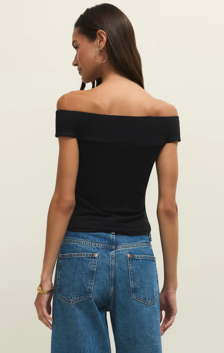 Z Supply Second Skin Off The Shoulder Top- Black