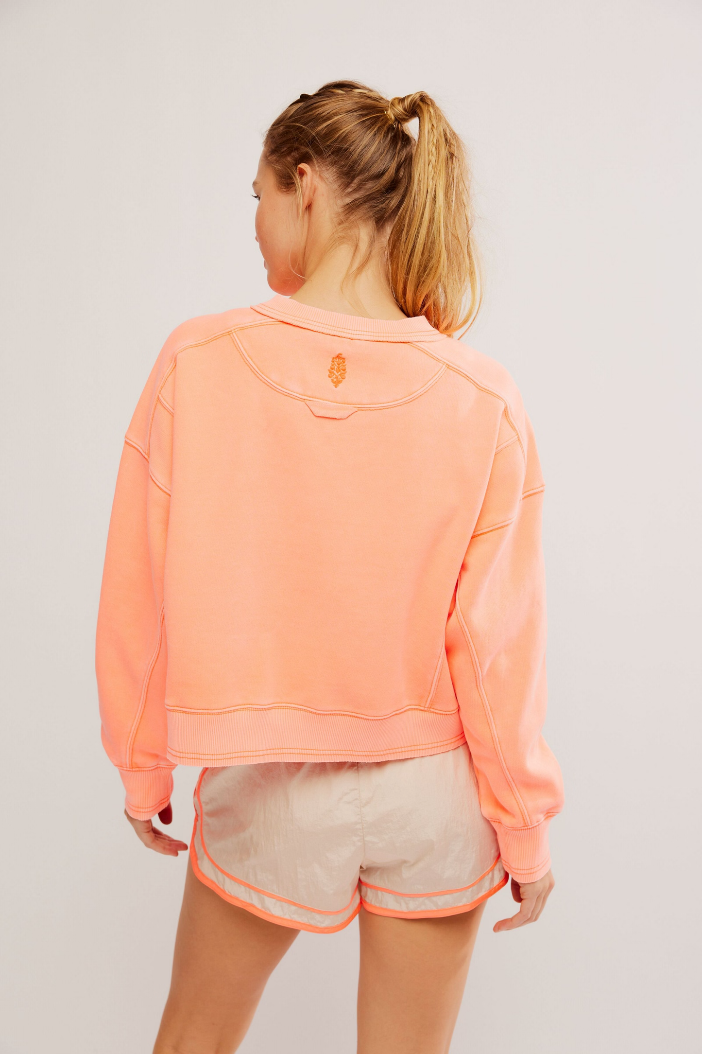 Free People Intercept Pullover- Neon Coral