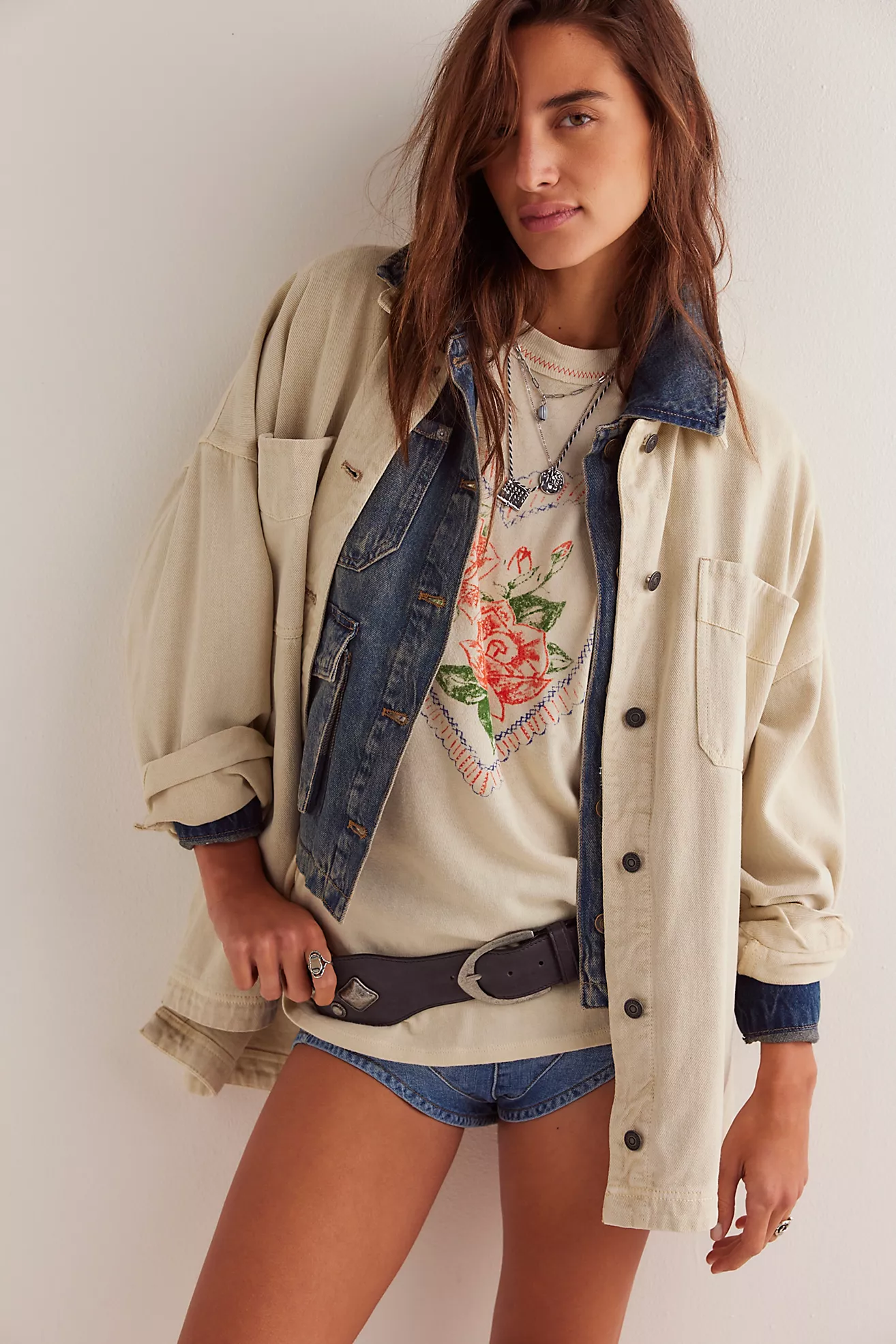 Free People Love Rose Tee- Ivory Combo