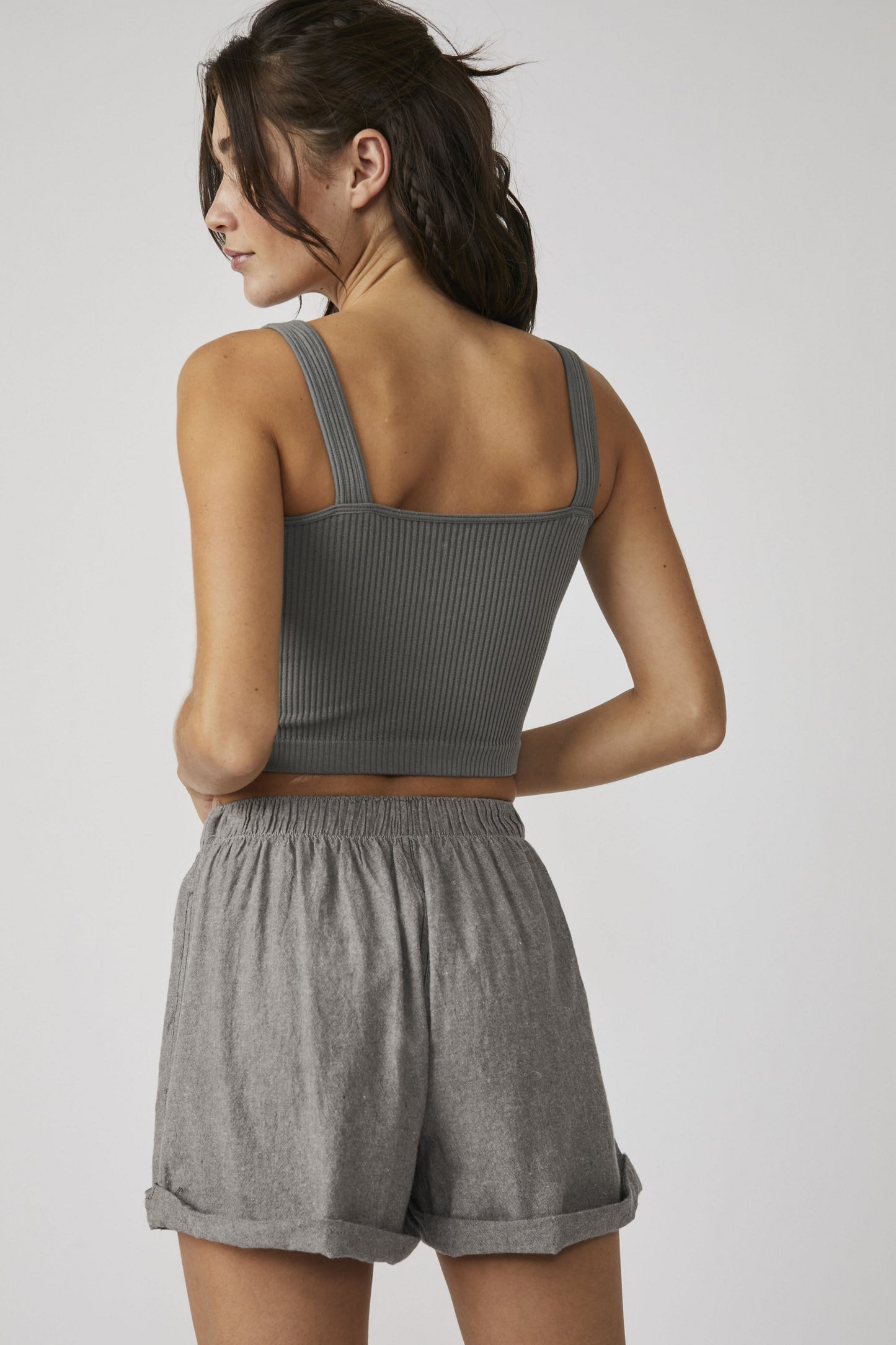 Free People Solid rib Brami- Grey