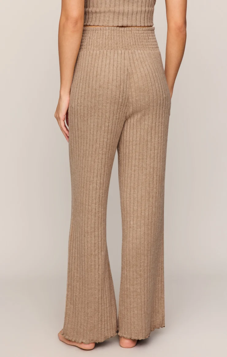 Z Supply Dawn Smocked Ribbed Pants- Light Toffee