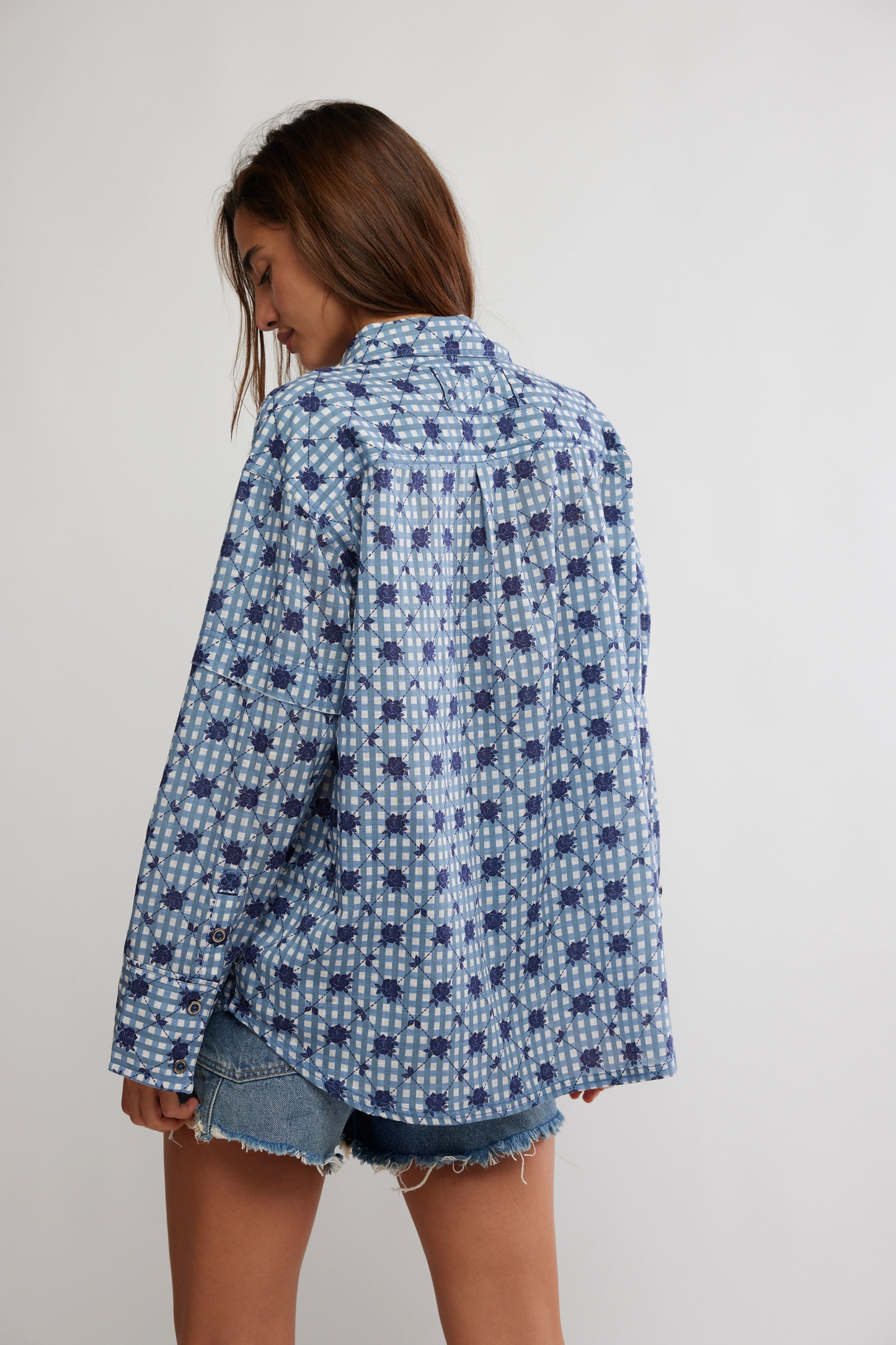 Free People Hidden Camo Shirt- Navy Combo