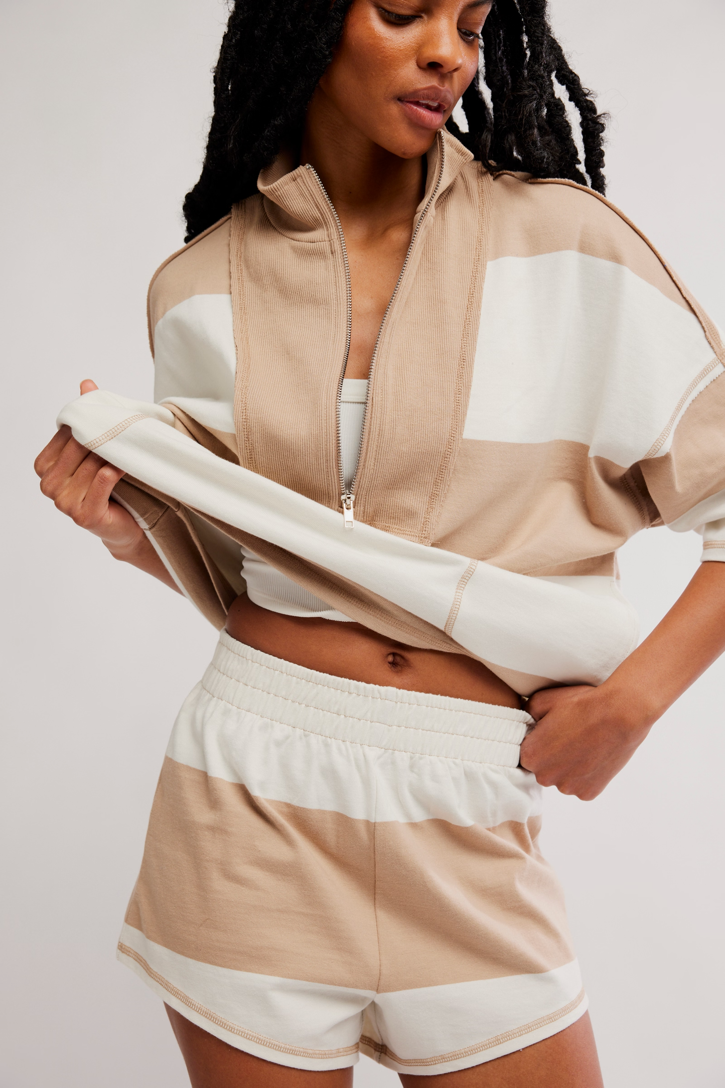 Free People Retro Rugby Set- Sand Combo