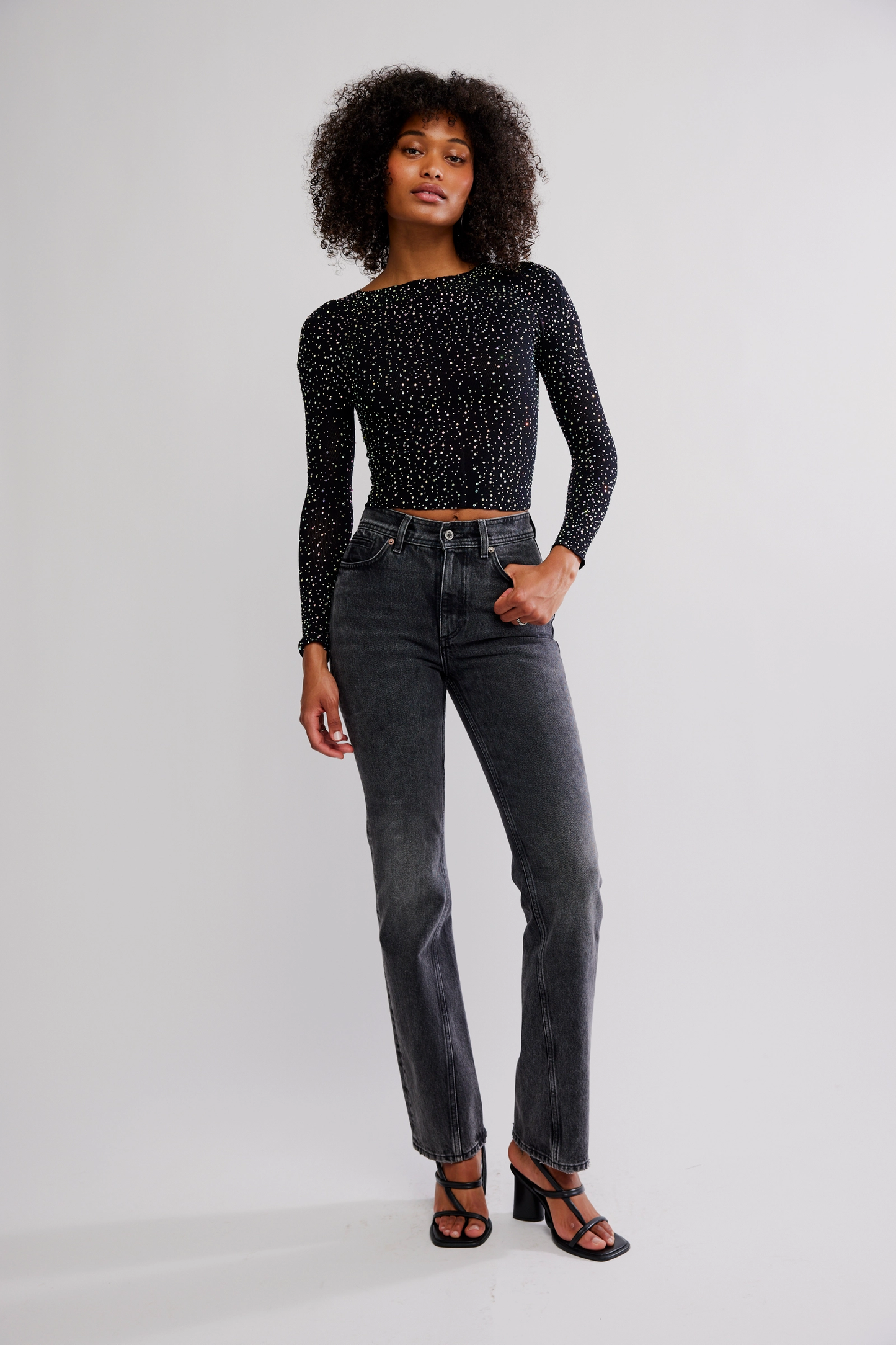 Free People Night Sky Long Sleeve- Black