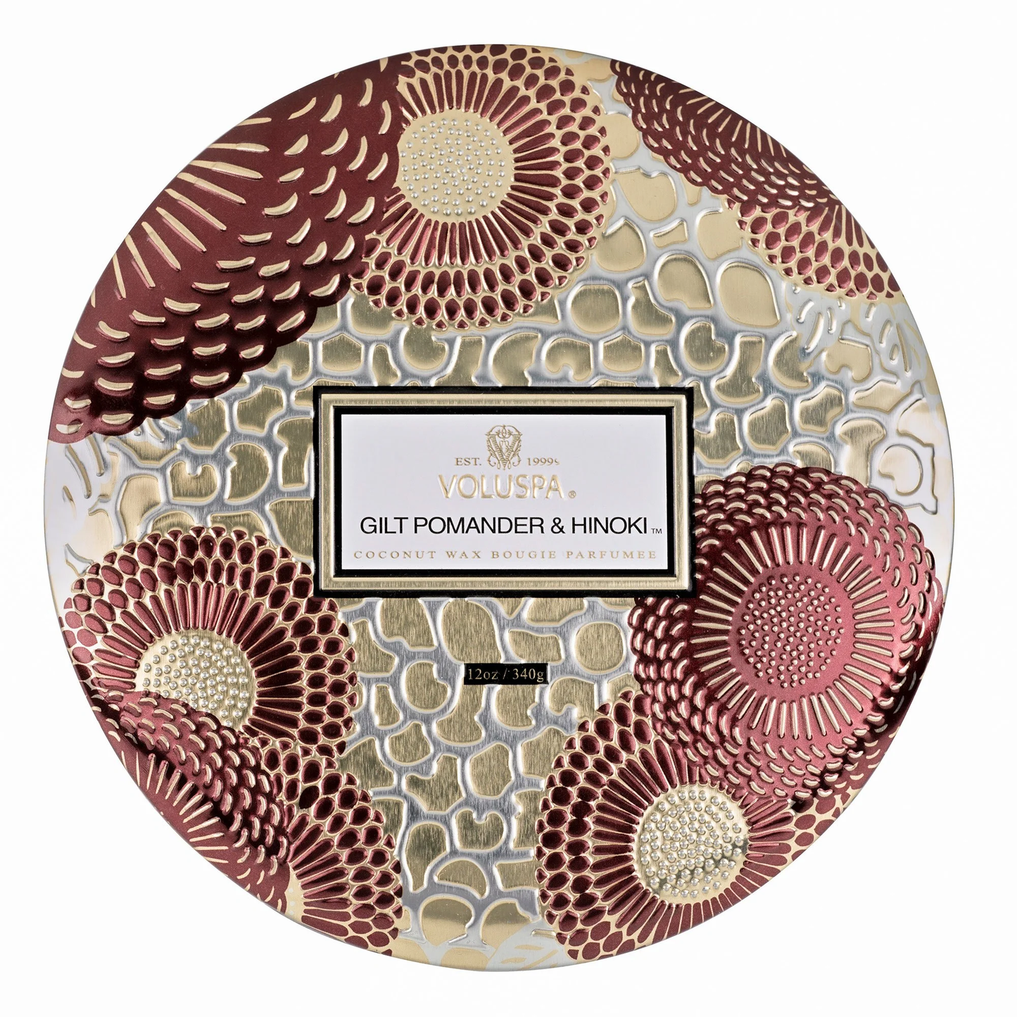 Voluspa Gilt Pomander & Hinoki- 3 Wick Tin