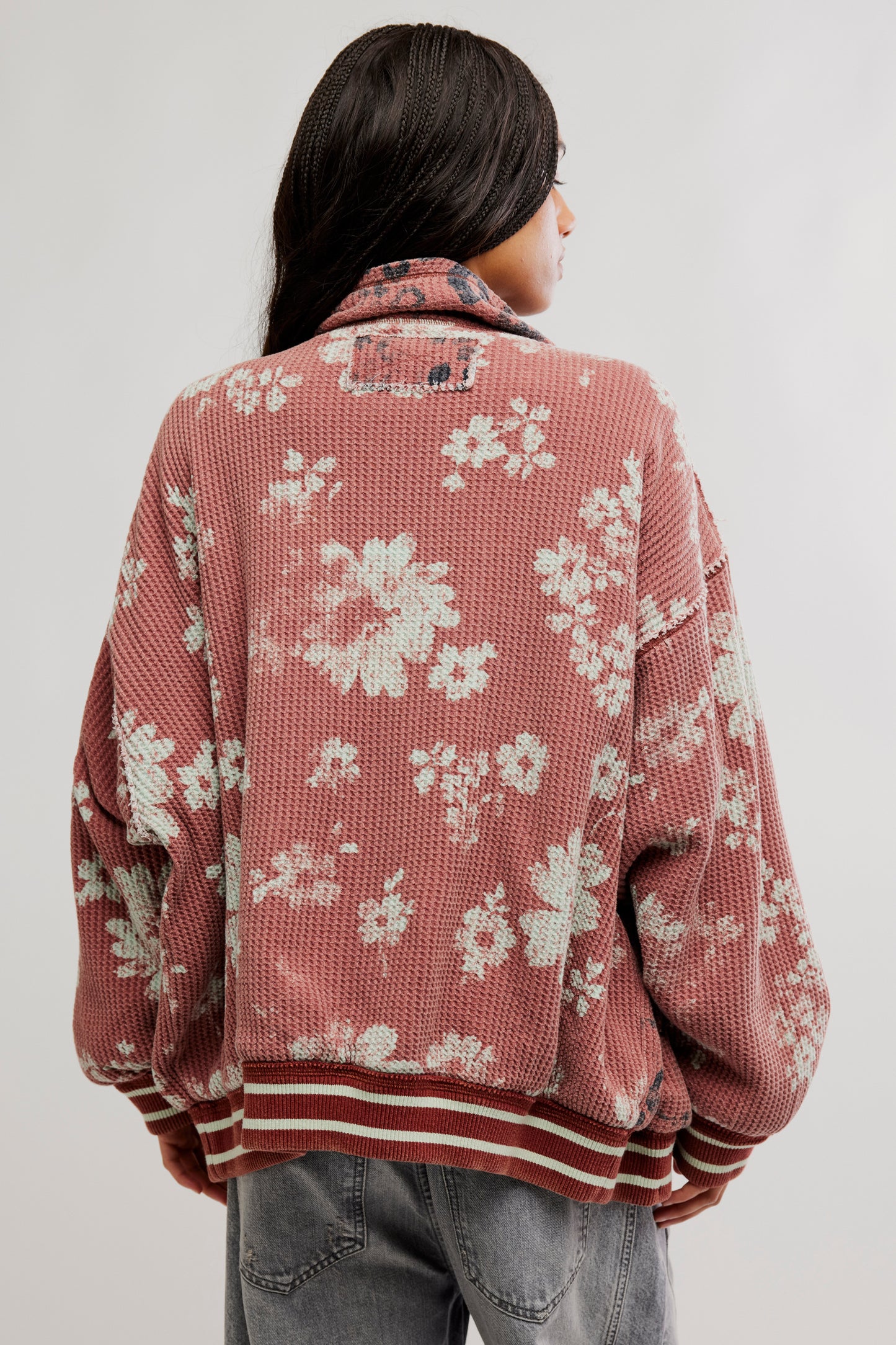 Free People Print Mix Cardi- Whisper Pink Combo