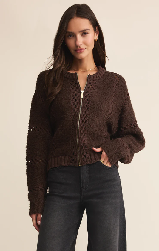 Z Supply Sundance Zip-Up Sweater- Chocolate Cherry