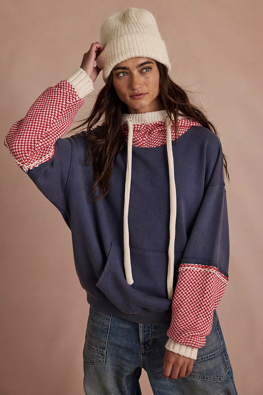 Free People Snug Bonnet Sweatshirt- Indigo