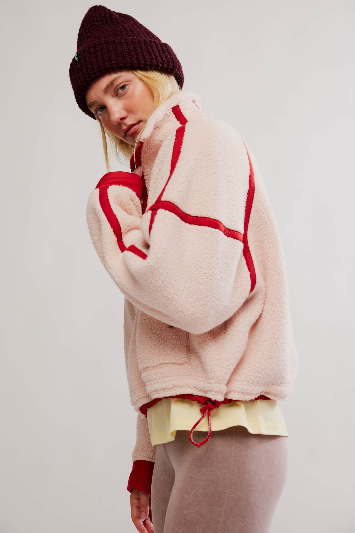 Free People Mountain High 1/2 Zip- Ballet Slipper Combo