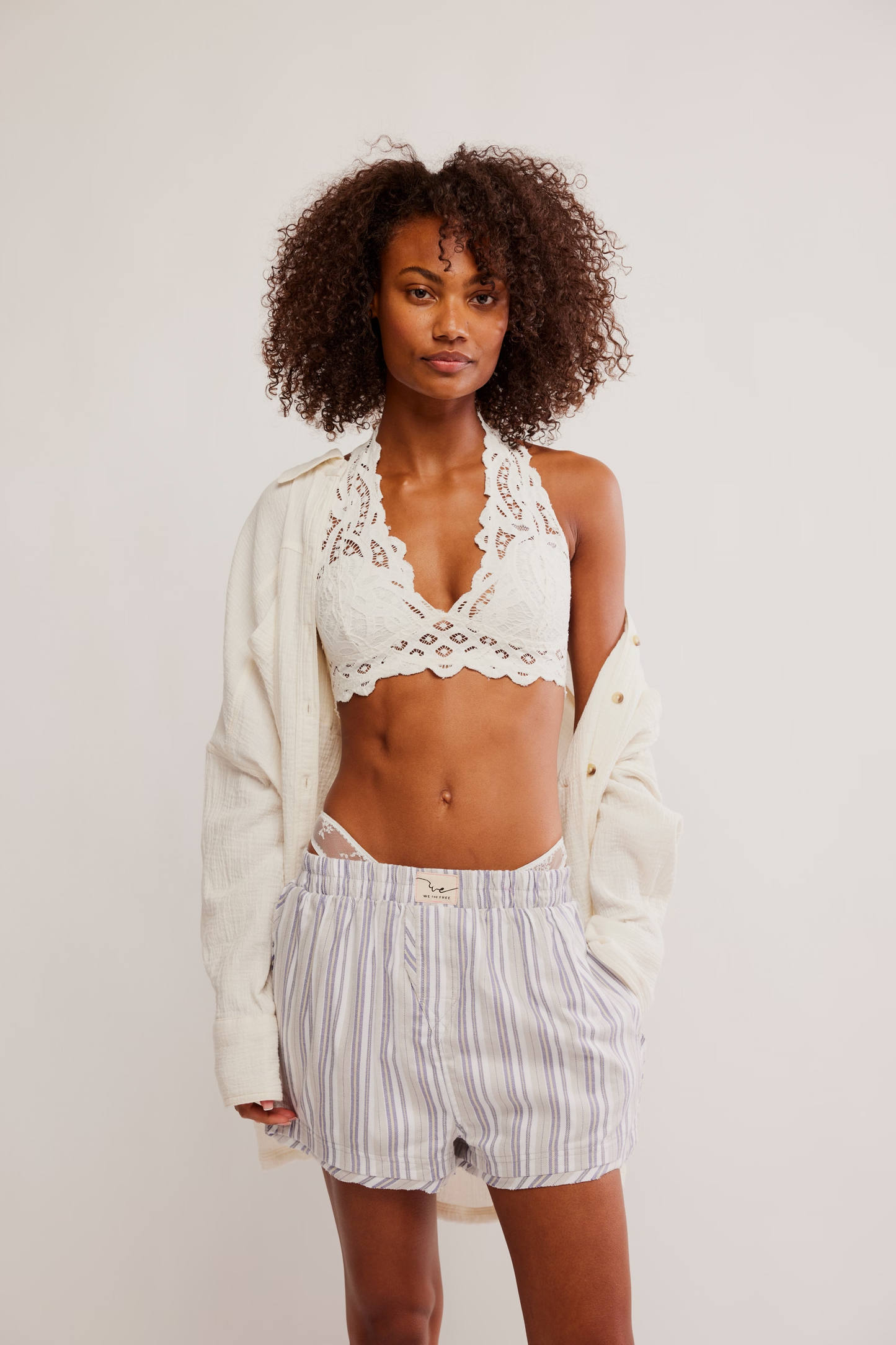 Free People Day to Day Flannel Boxer- Grey Combo