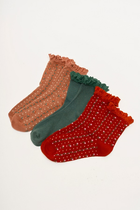 Free People Ruffle Sock Pack- Merry & Bright