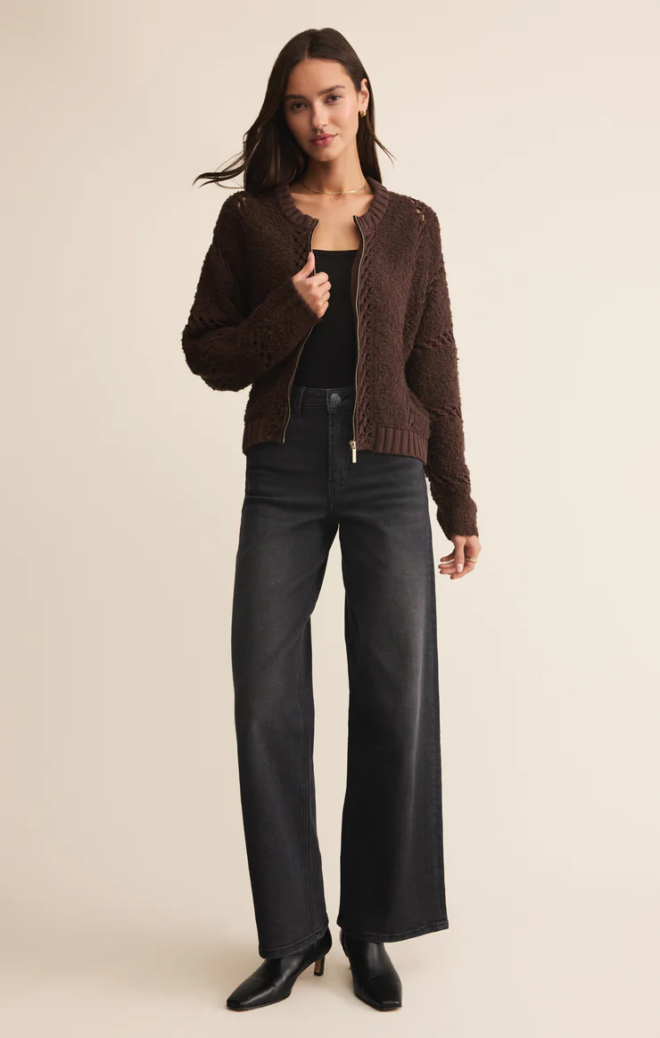 Z Supply Sundance Zip-Up Sweater- Chocolate Cherry