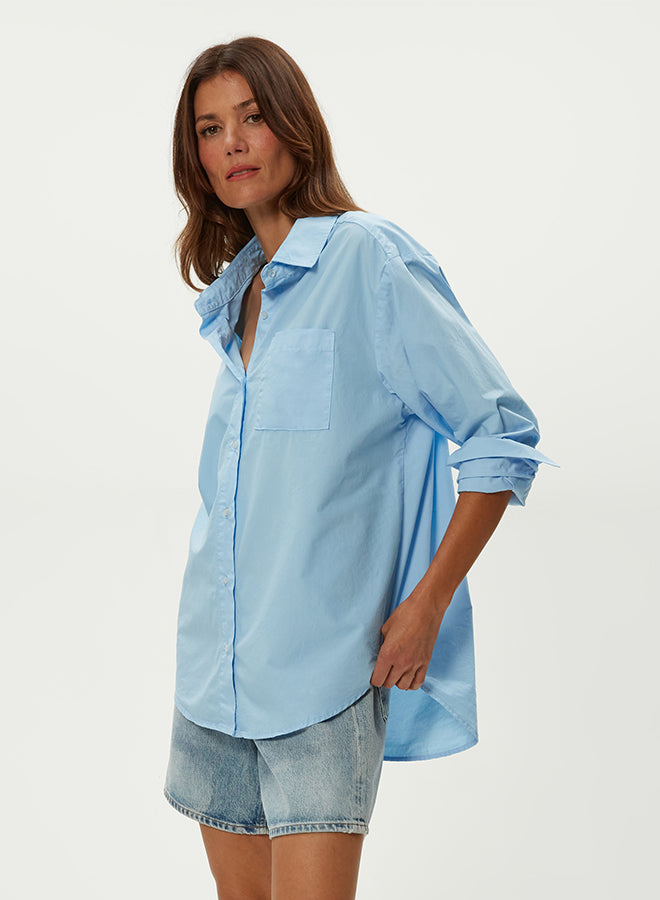 Michael Stars Carson Button Down Shirt- Sky