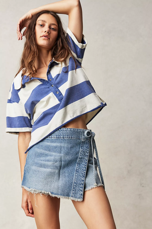 Free People Emmy Denim Skort- Light Blue Wash