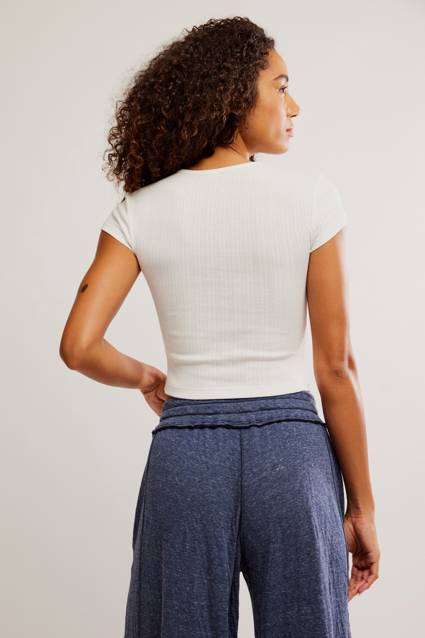 Free People Wait a Minute Baby Tee- Oatmeal