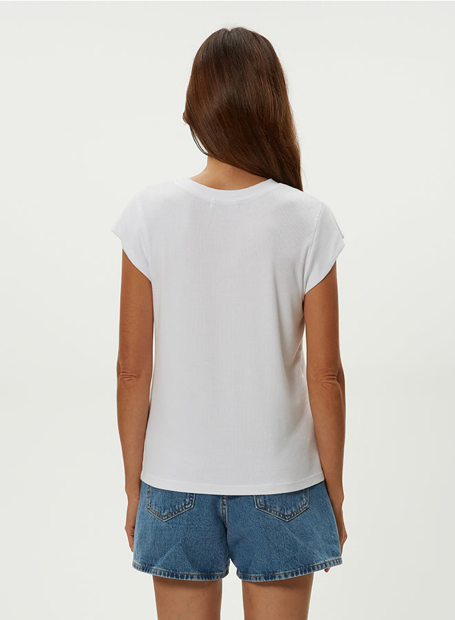 Michael Stars Rhea Power Shoulder Tee- White