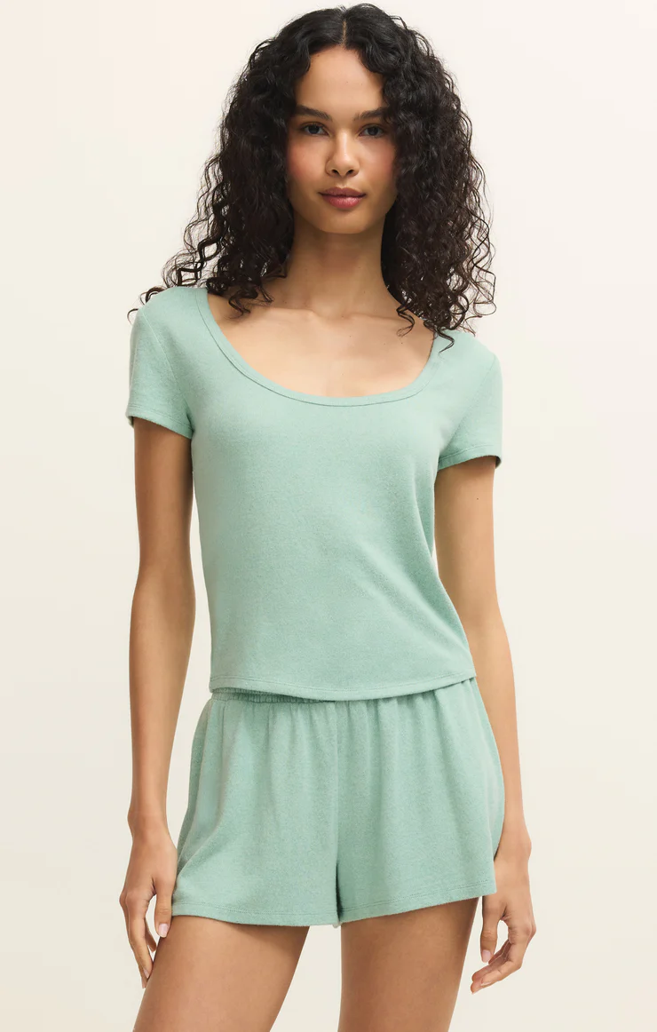 Z Supply Flower Market Knit Tee-Crystal Green