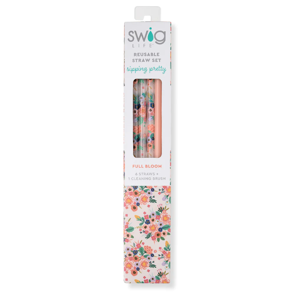 Swig Full Bloom & Coral reusable Straw Set