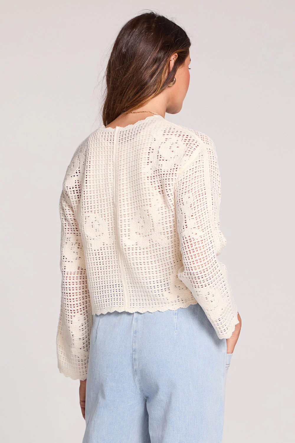 Saltwater Luxe Debb Sweater- Floral Mesh Bell Sleeve