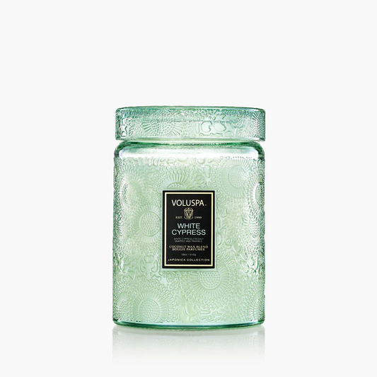 Voluspa White Cypress- Large Jar Candle