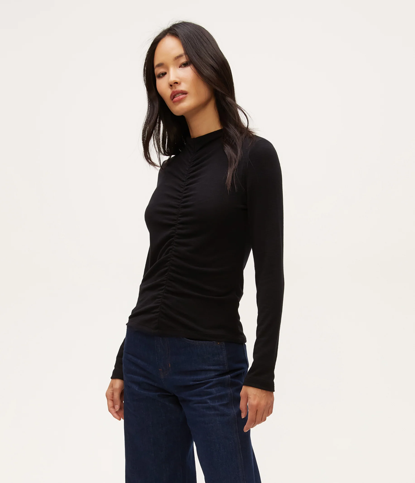 Michael Stars Evelyn Ruched Top- Black