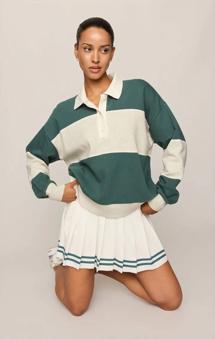 Z Supply Study Break Polo Sweatshirt-Feather Grey