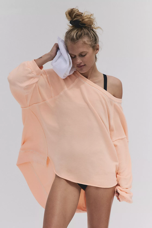 Free People One To Beat Pullover- Pastel Peach