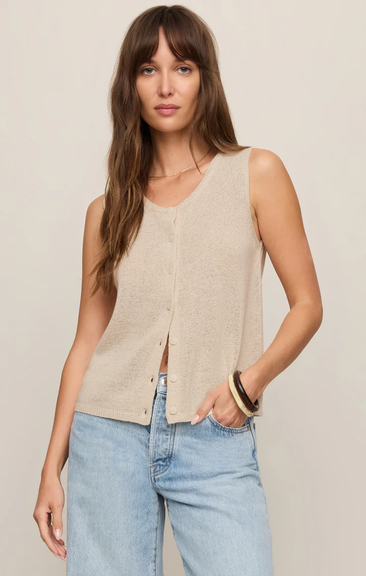 Z Supply Sad Linen Knit Tank Vest- Sandstone