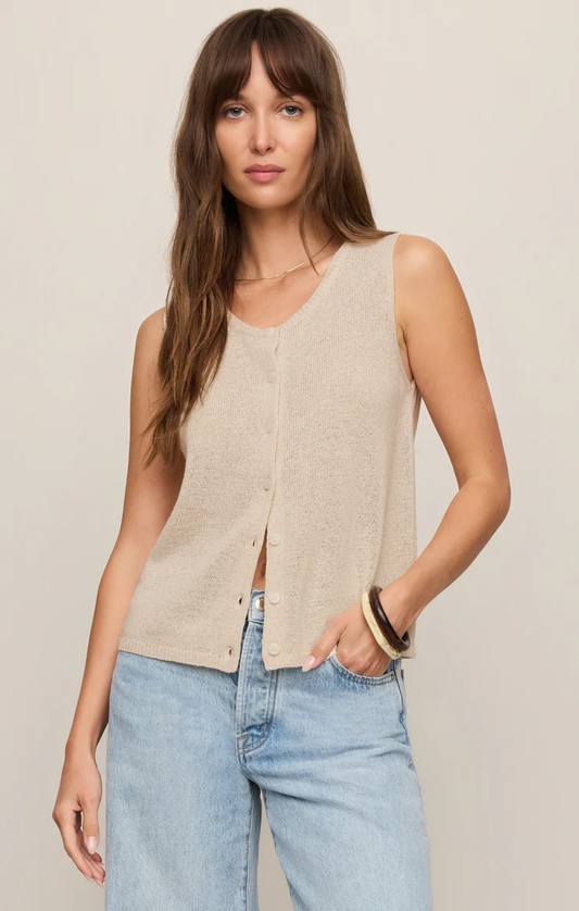 Z Supply Sad Linen Knit Tank Vest- Sandstone