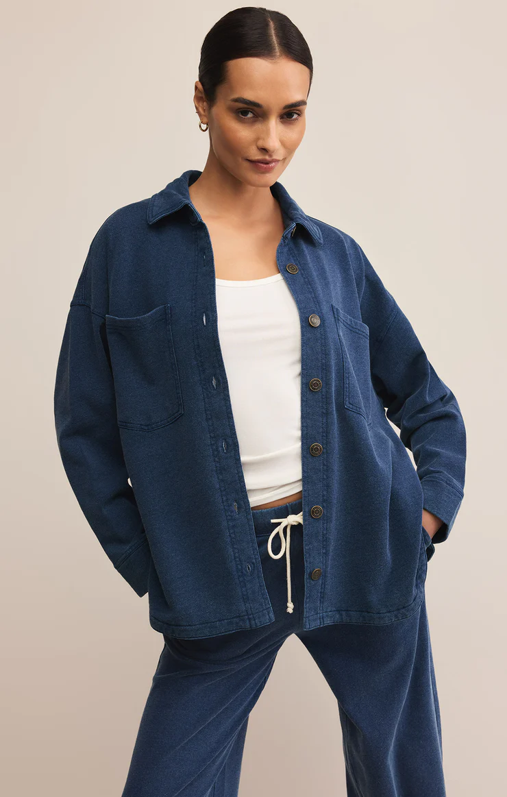 Z Supply All Day Knit Denim Jacket- Indigo