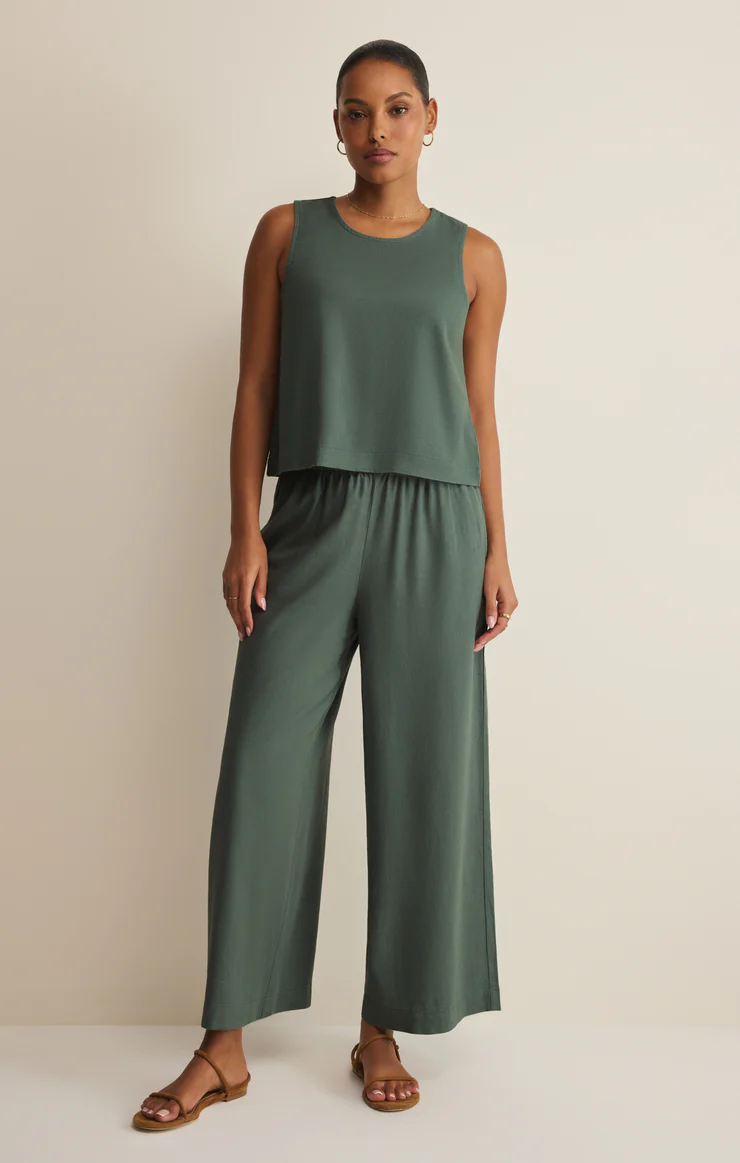 Z Supply Sloane Linen Crop Tank- Everglade