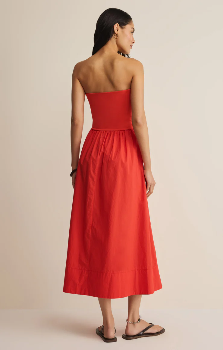 Z Supply Sunlight Strapless Midi Dress- Lychee
