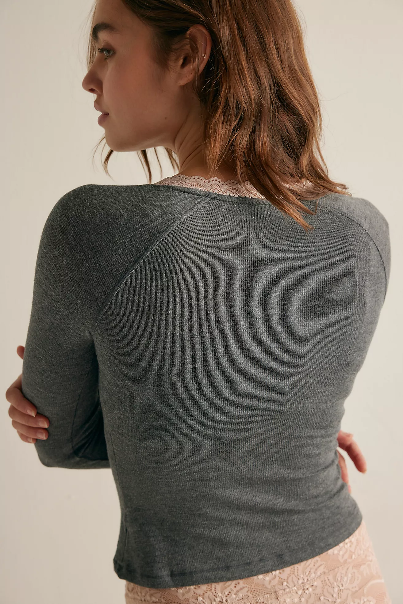 Free People A Little Bit Layering Top- Heather Charcoal