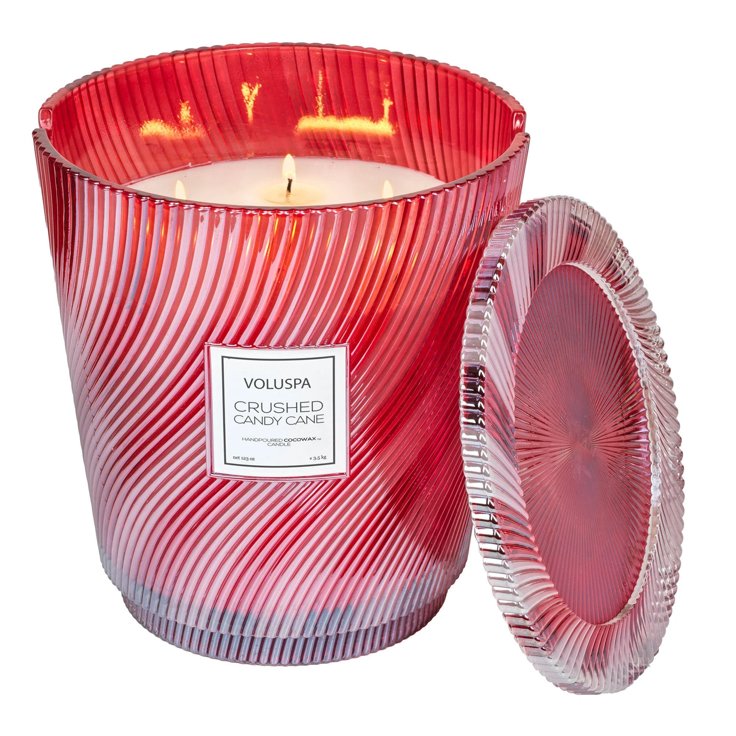 Voluspa Crushed Candy Cane- Limited Edition Hearth 5 Wick Glass Candle