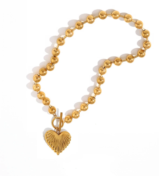 Jurate Zelda Gold Heart Necklace