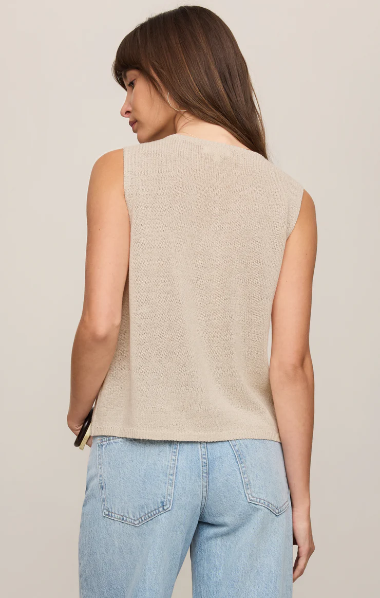 Z Supply Sad Linen Knit Tank Vest- Sandstone