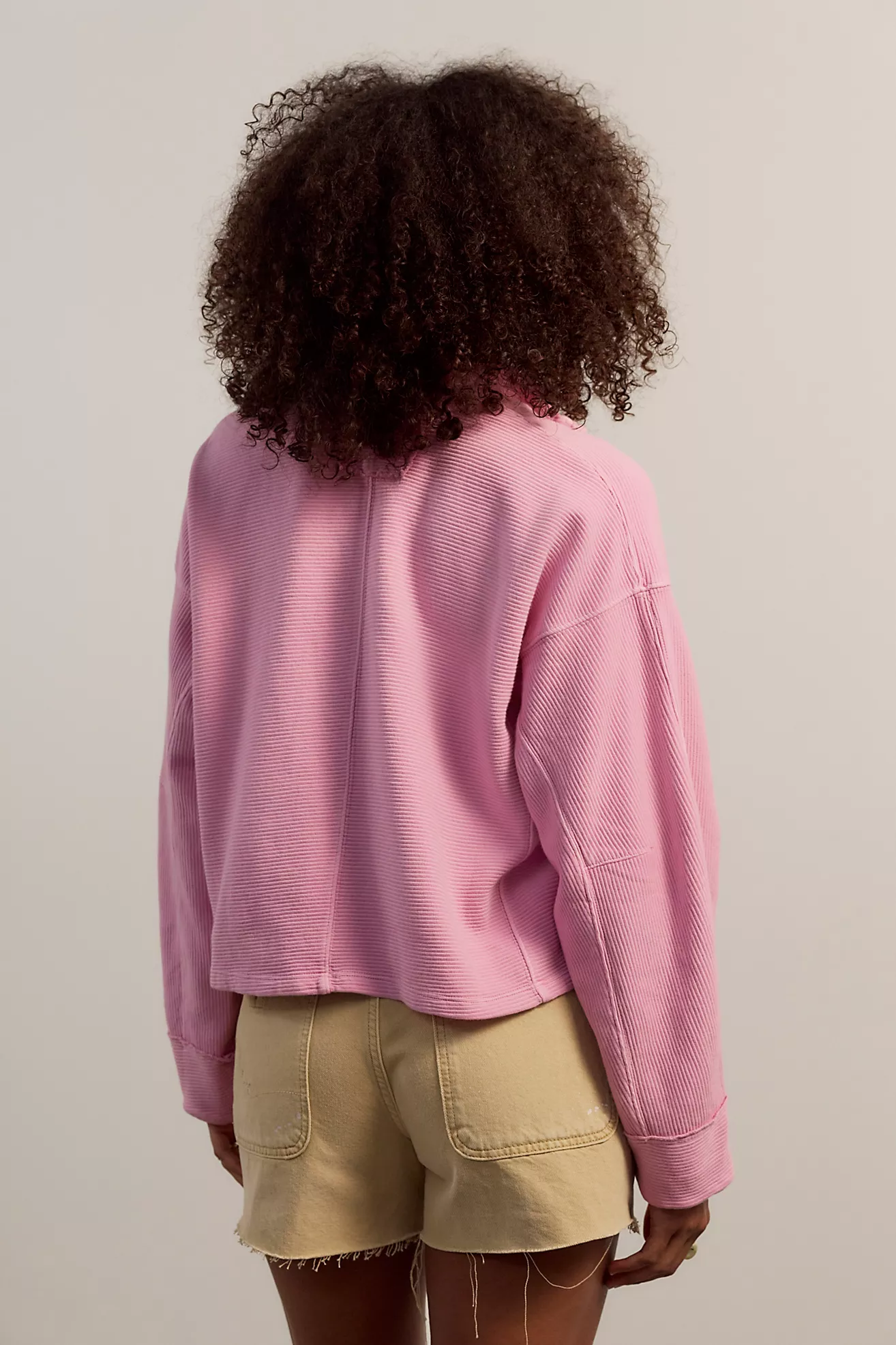 Free People Celeste Quarter Zip- Hummingbird Pink