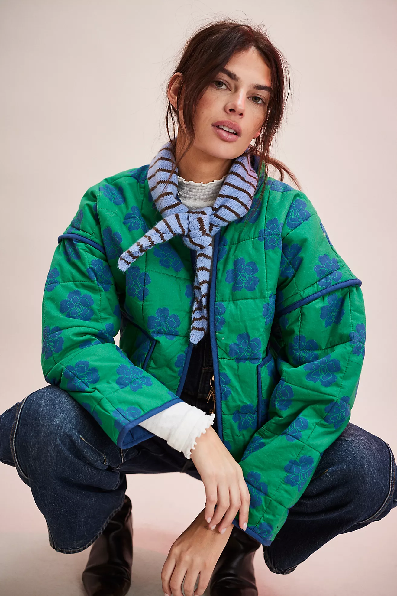 Free People Chloe Jacket- Grass Combo