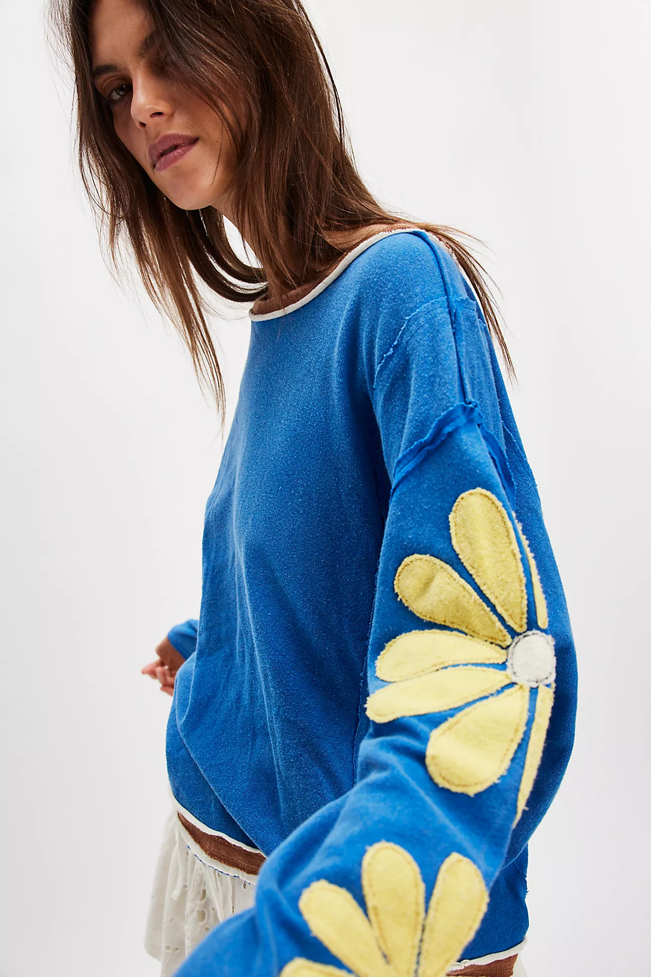 Free People You're A Star Tee- Daisy-Navy Combo