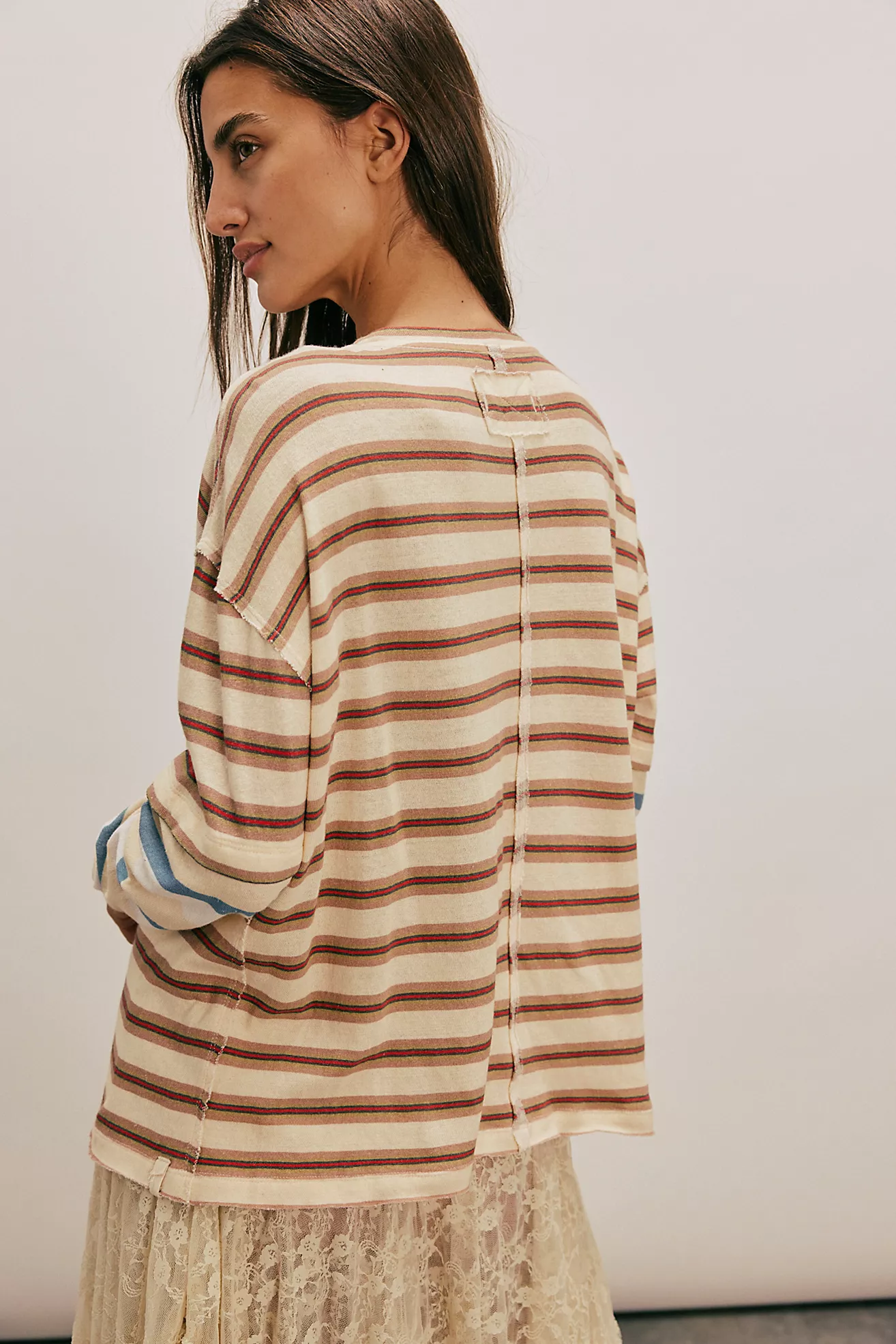 Free People Nina Stripe Long Sleeve- Neutral Combo