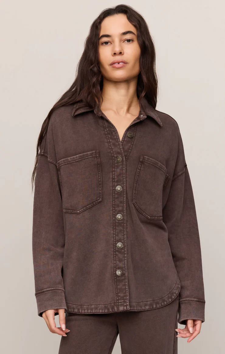 Z Supply All Day Knit Jacket- Dark Chocolate