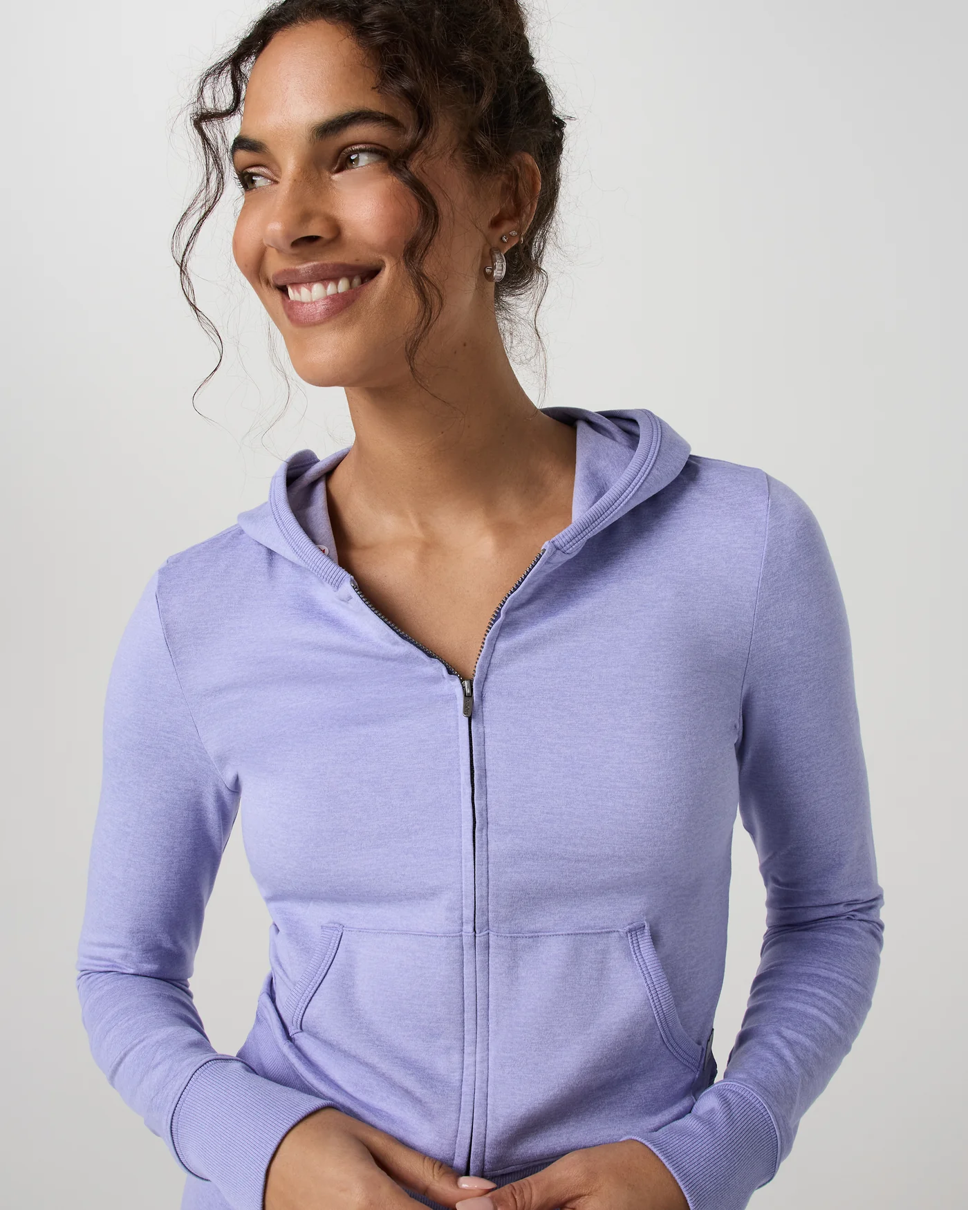 Vuori Halo Mini Full Zip Hoodie- Hyacinth Heather