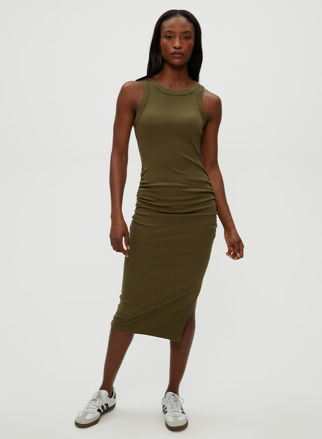 Michael Stars Wren Ribbed Midi Dress- Topiary