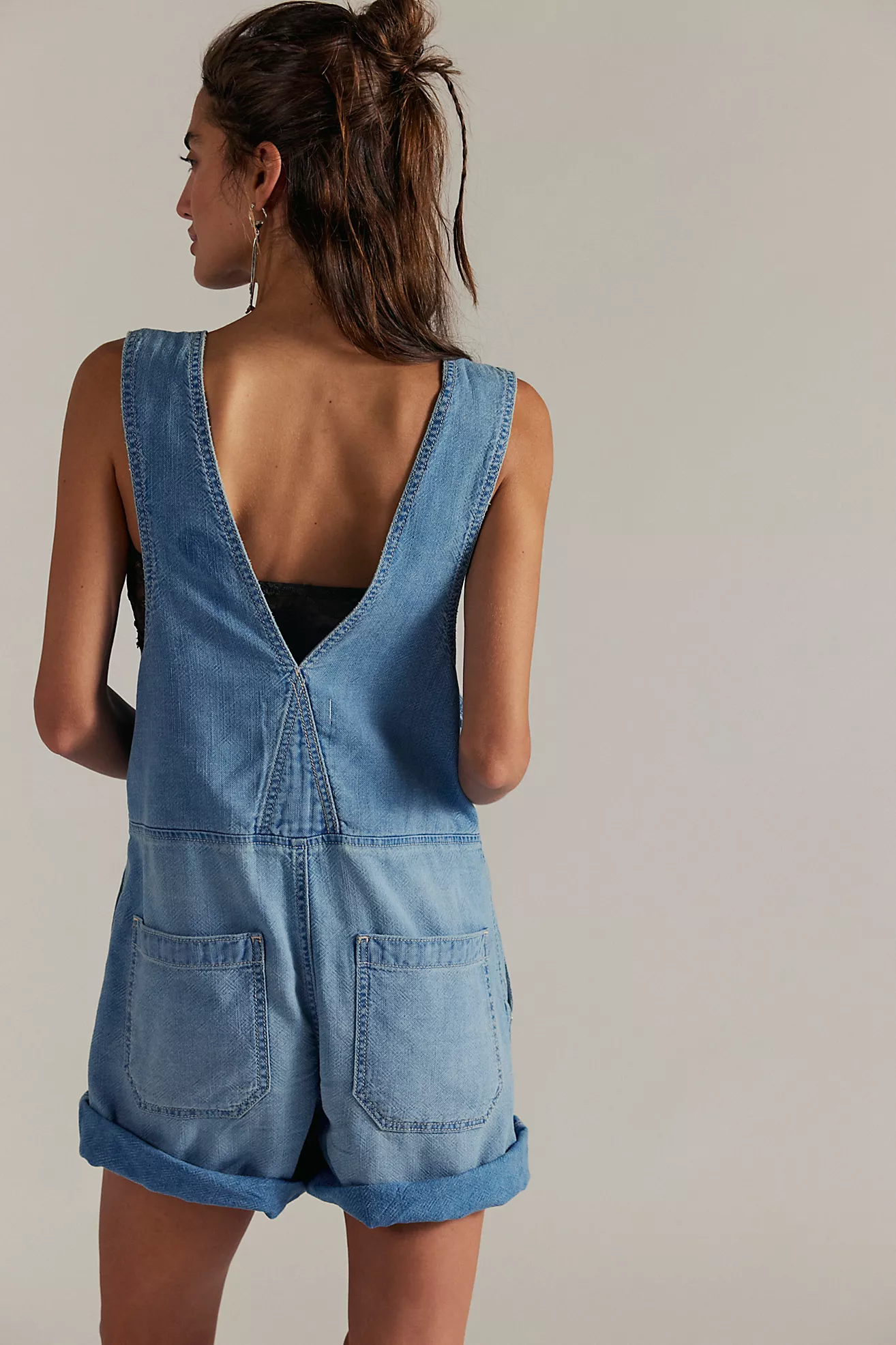 Free People Jude Shortalls- Light Indigo