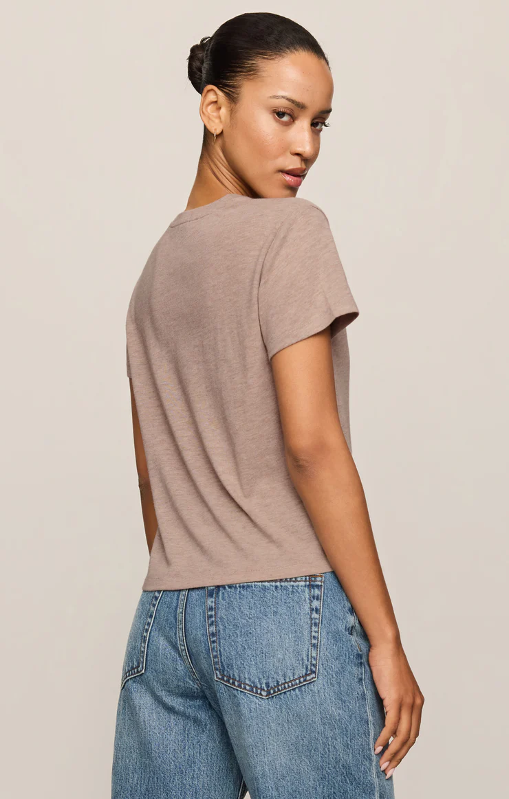 Z Supply Tourist Knit Jersey Tee- Heather Ash